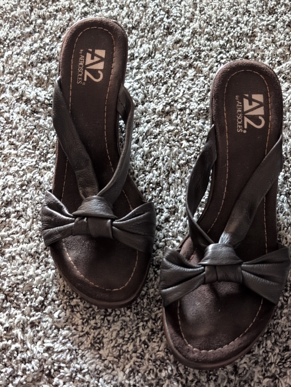 A2 By Aerosoles Dark Brown Knot-Front Slide Sandals